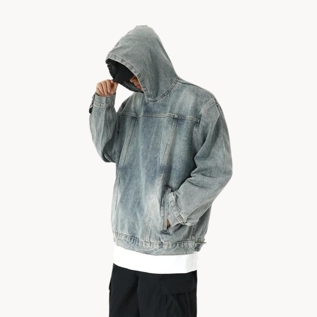 Mikhail | Urban Denim Hoodie in Vintage Stijl - Stijlvolle Dagelijkse Dracht