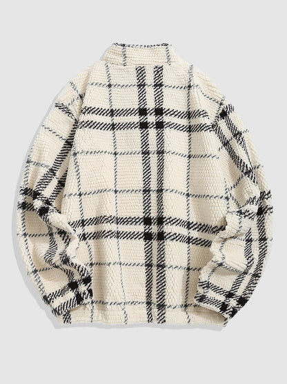 Franco | Stijlvol geruit fleece sweatshirt met halve rits