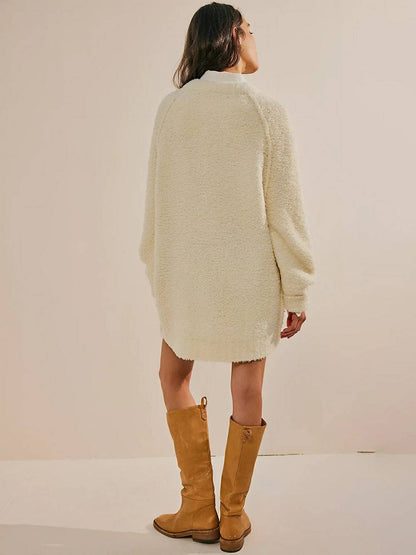 Kanten Flowy Mini Jurk & Teddy Trui