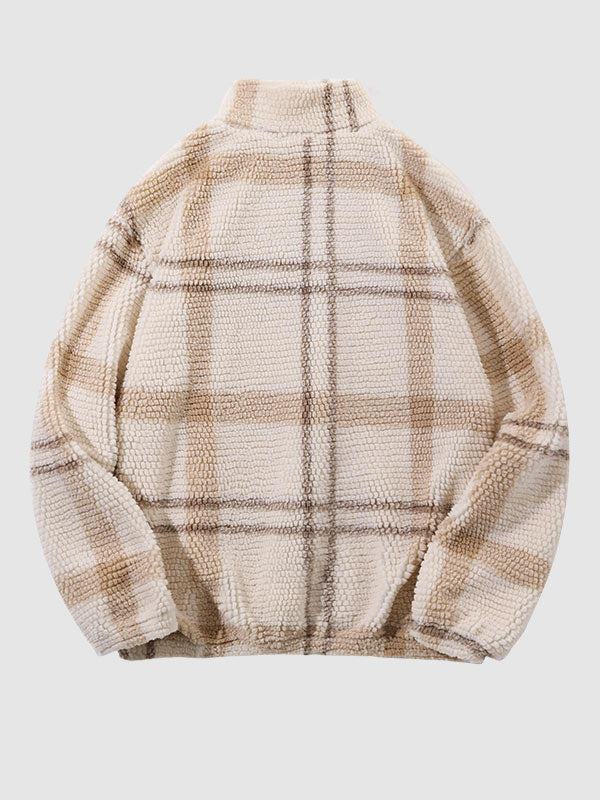 Franco | Stijlvol geruit fleece sweatshirt met halve rits