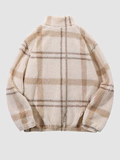 Franco | Stijlvol geruit fleece sweatshirt met halve rits