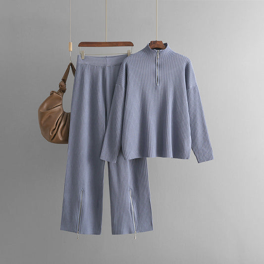 Emmi | Casual coltrui met rits tweedelige set