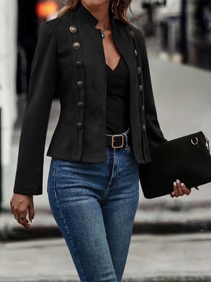 Velora™ | Elegante Vintage Damesjas met Dubbele Rijtjes Knoopsluiting, Perfect voor Herfst en Lente
