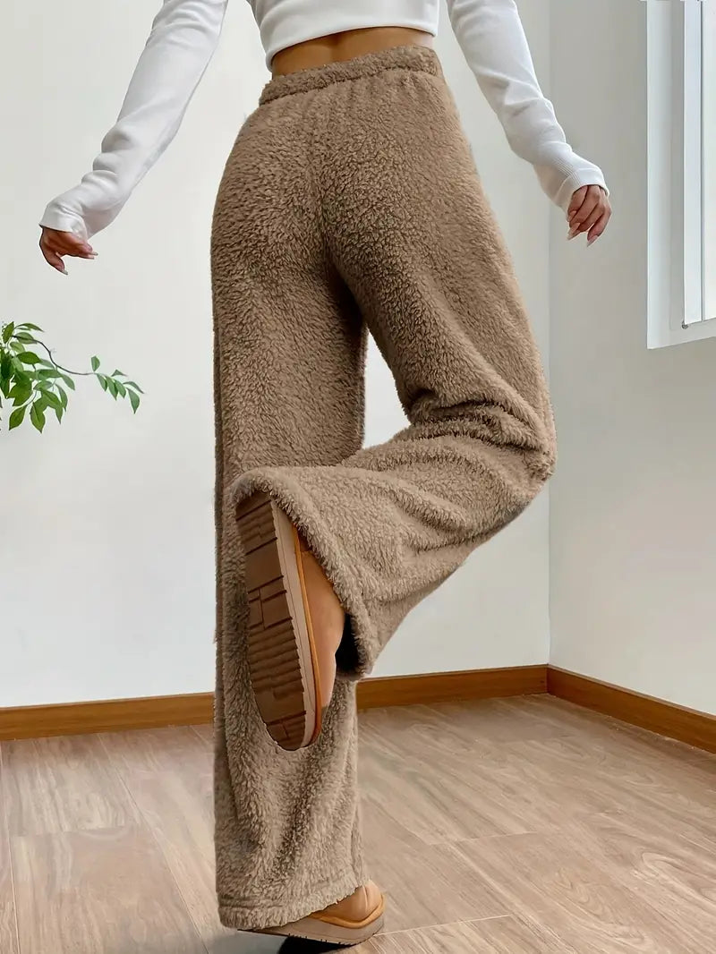 Ella - Casual Herfst Wijde Khaki Broek met Trekkoord voor Vrouwen