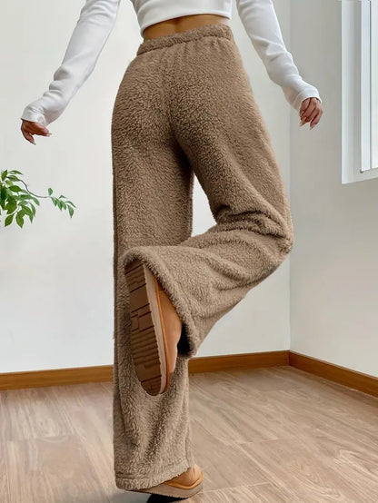 Ella - Casual Herfst Wijde Khaki Broek met Trekkoord voor Vrouwen