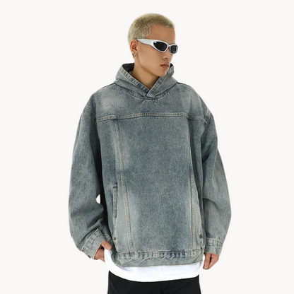 Mikhail | Urban Denim Hoodie in Vintage Stijl - Stijlvolle Dagelijkse Dracht