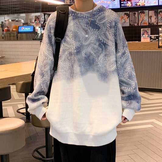 Barron | Trendy oversized trui met paisleyprint met kleurverloop