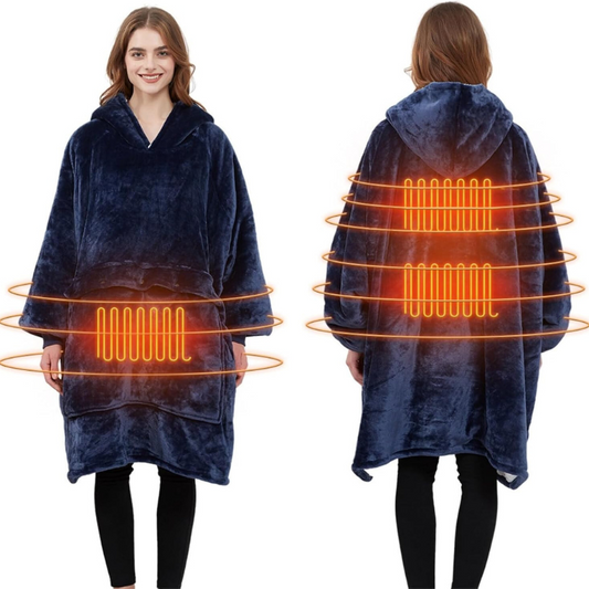 WarmWrap | Oversized Hoodie Deken met USB-verwarming - Fleece draagbare deken voor behaaglijke warmte, wintercomfort