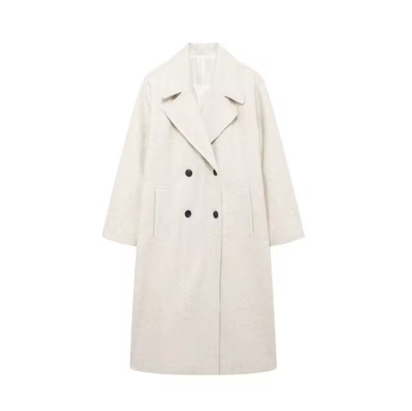 Carla – Klassieke halflange trenchcoat met dubbele rij knopen