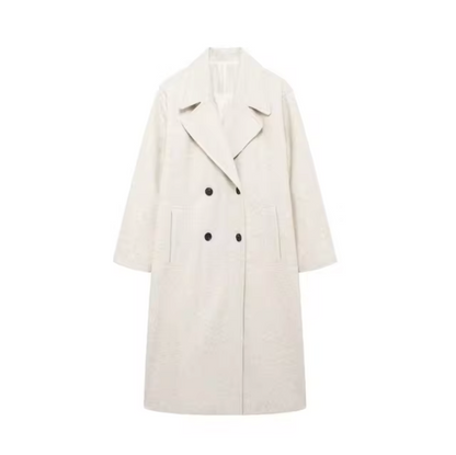 Carla – Klassieke halflange trenchcoat met dubbele rij knopen