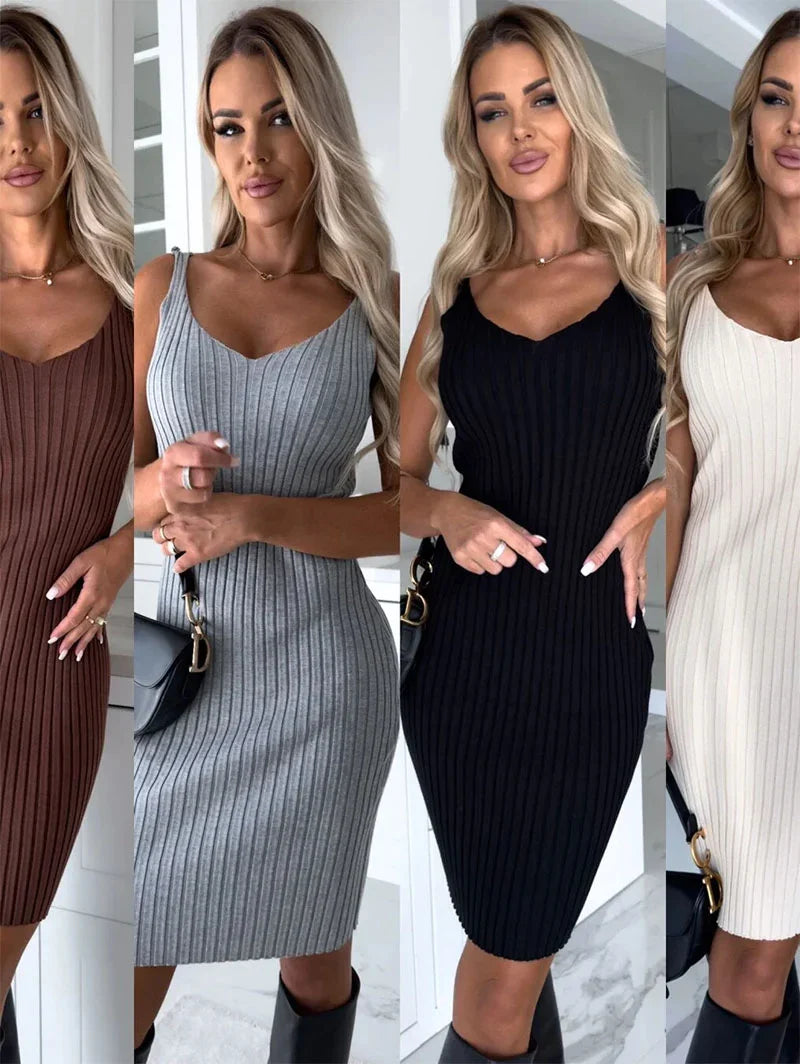 Gebreide trui en cami jurk set