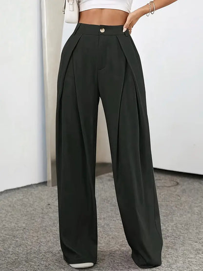 Dina - Chique Herfst Hoge Taille Plissé Broek voor Vrouwen