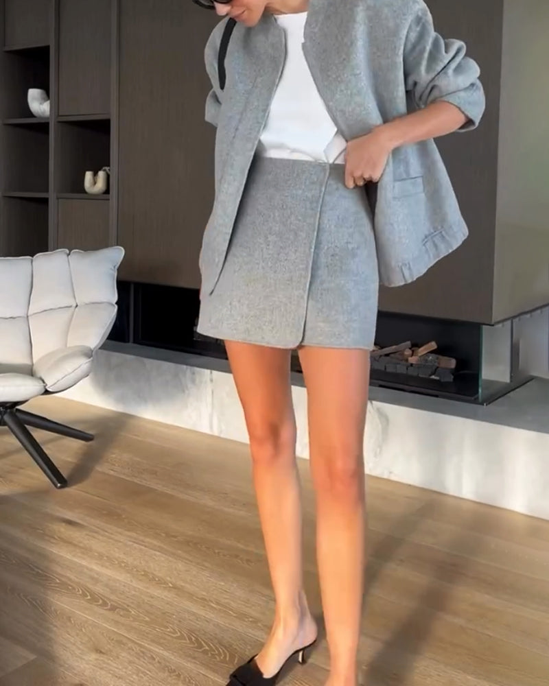 Yolly | Trendy jas & overrok tweedelige set