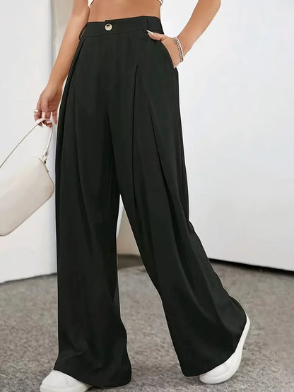 Dina - Chique Herfst Hoge Taille Plissé Broek voor Vrouwen
