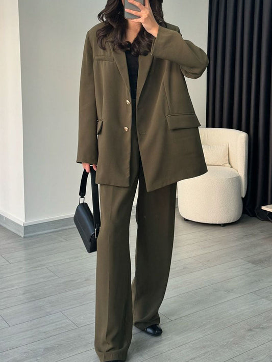 Anara | Elegante oversized blazer & broek voor op kantoor - stijlvol zakelijk kostuum