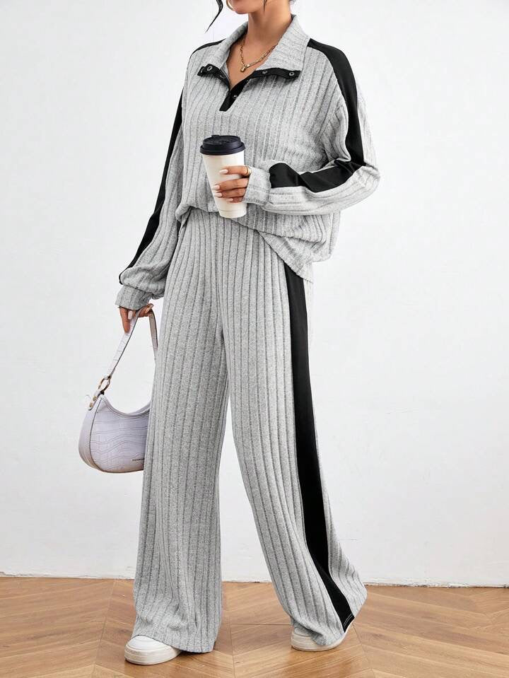 Raissa | Knoopsluiting Pullover Top en Broek Set