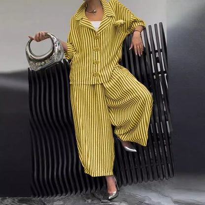 Roxane | Elegante gestreepte casual set