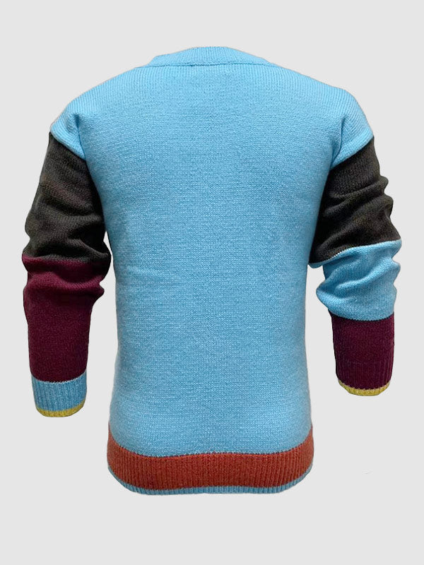 Lysander | Kleurrijke casual patchwork V-hals trui
