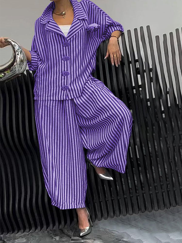 Roxane | Elegante gestreepte casual set