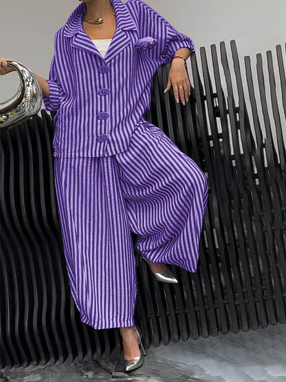 Roxane | Elegante gestreepte casual set