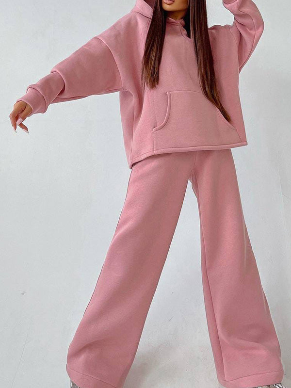 Shanaia | Stijlvolle losse effen kleur hoodie & oversized broek sportpak