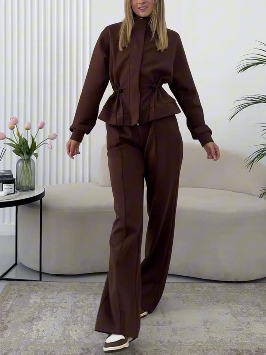 Shelby | Casual jasje met tailleband en broek set