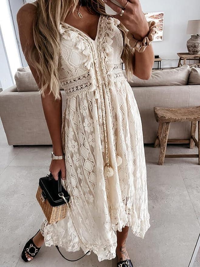 Christer™ - Vintage Kanten Mouwloze Maxi-Jurk