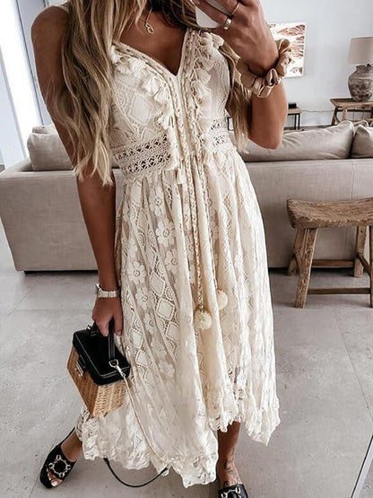 Christer™ - Vintage Kanten Mouwloze Maxi-Jurk