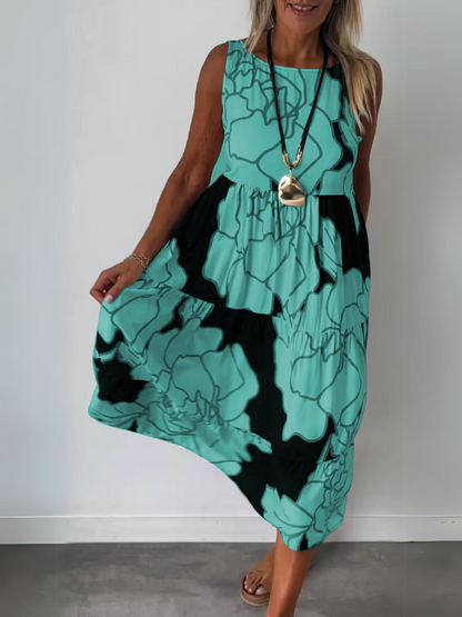 Maja™ - Stijlvolle Midi-Jurk met Bloemenprint