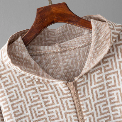 Herlinda | Elegante abstracte designer hoodie en wijde broek set