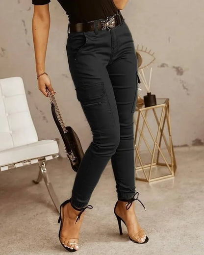 Gwen - Stoere Cargo Broek met Hoge Taille voor Vrouwen