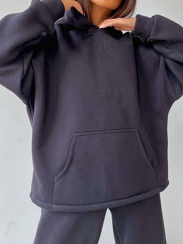 Shanaia | Stijlvolle losse effen kleur hoodie & oversized broek sportpak