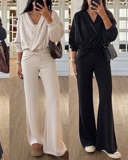 Pallas | Modieuze overslag capuchon Top & Broek Set