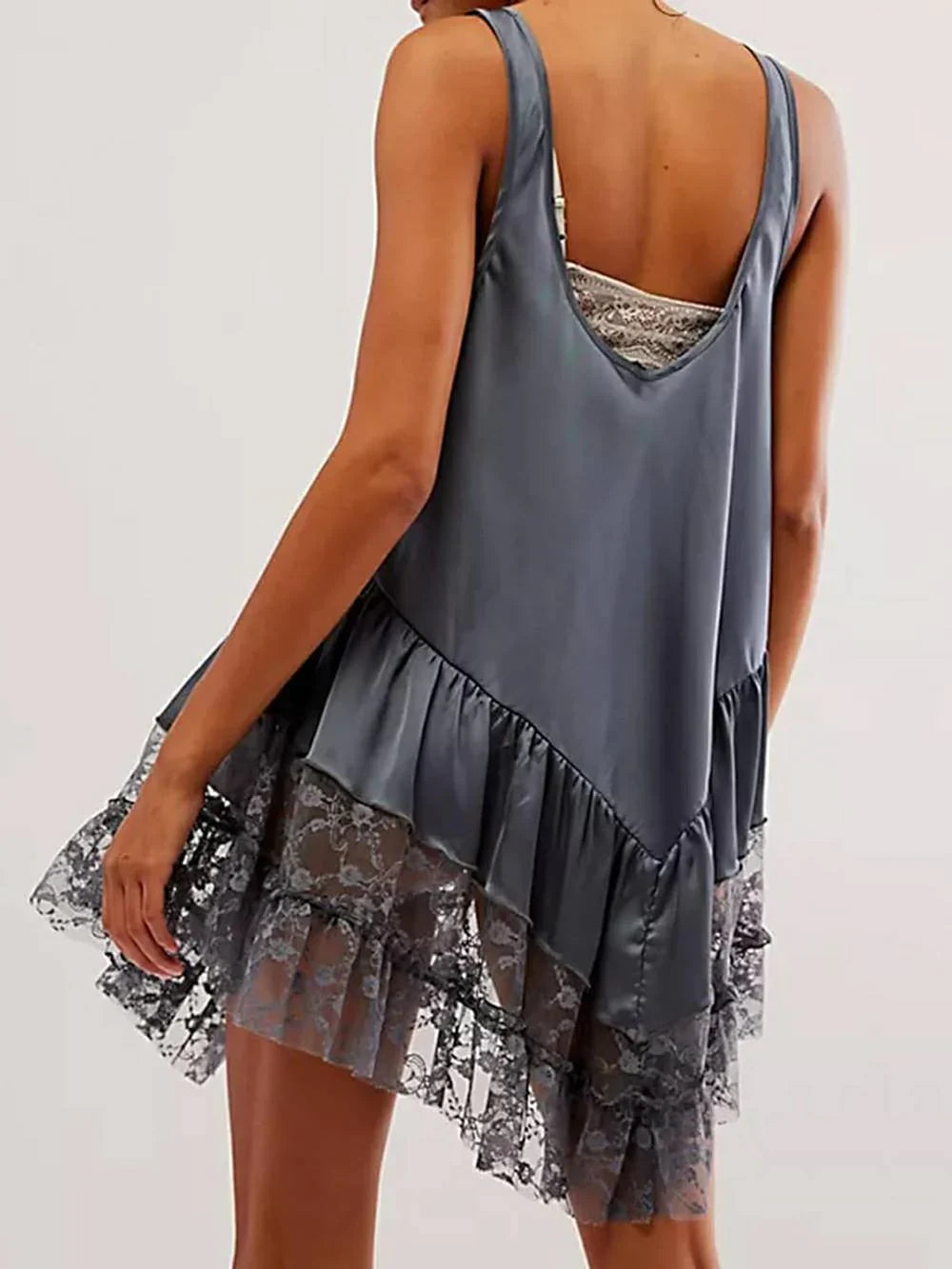 Kanten Flowy Mini Jurk & Teddy Trui