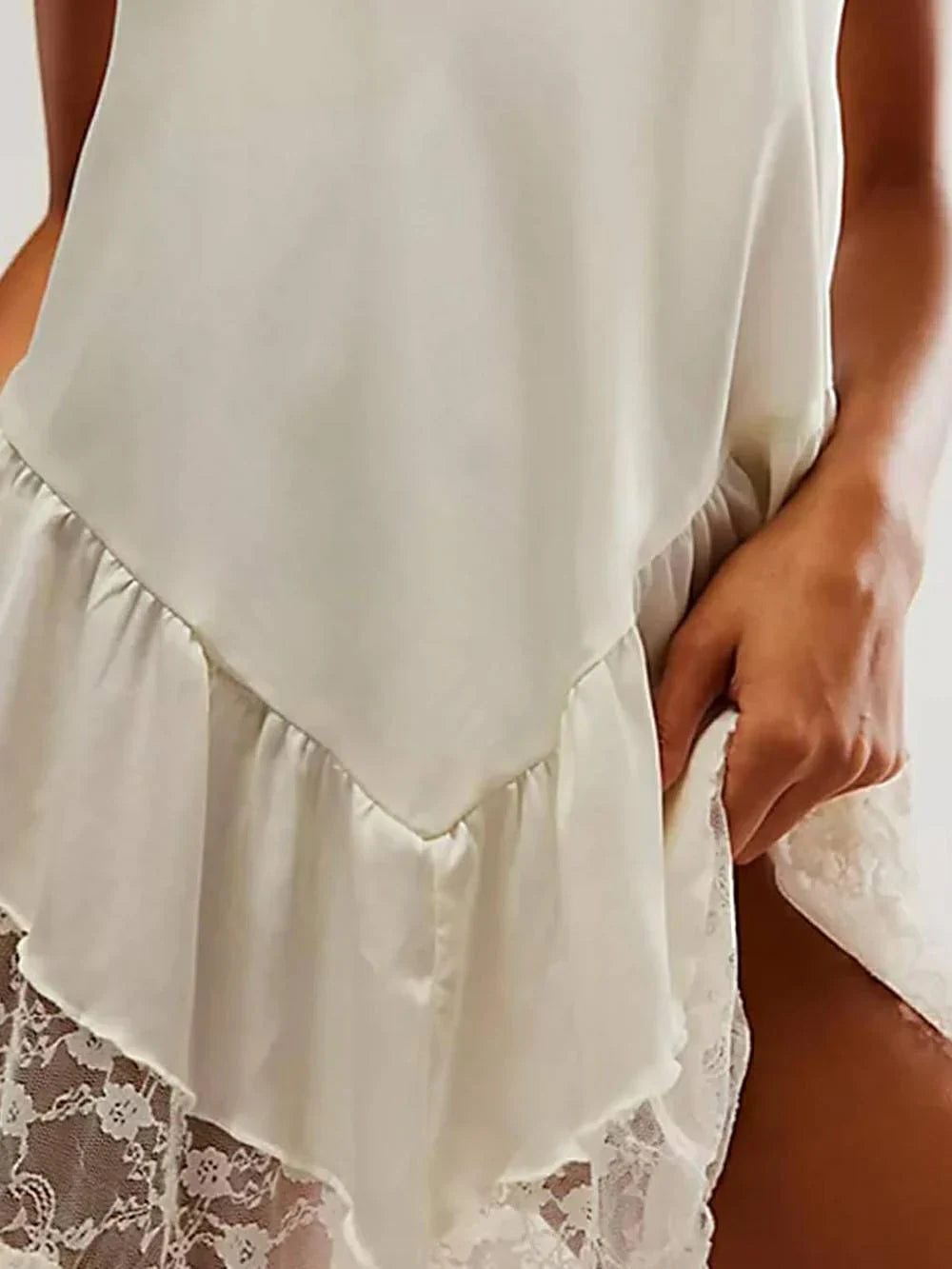 Kanten Flowy Mini Jurk & Teddy Trui