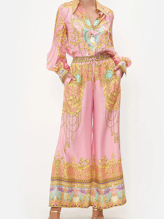 Freda | Elegante overhemd- en broeksset met print