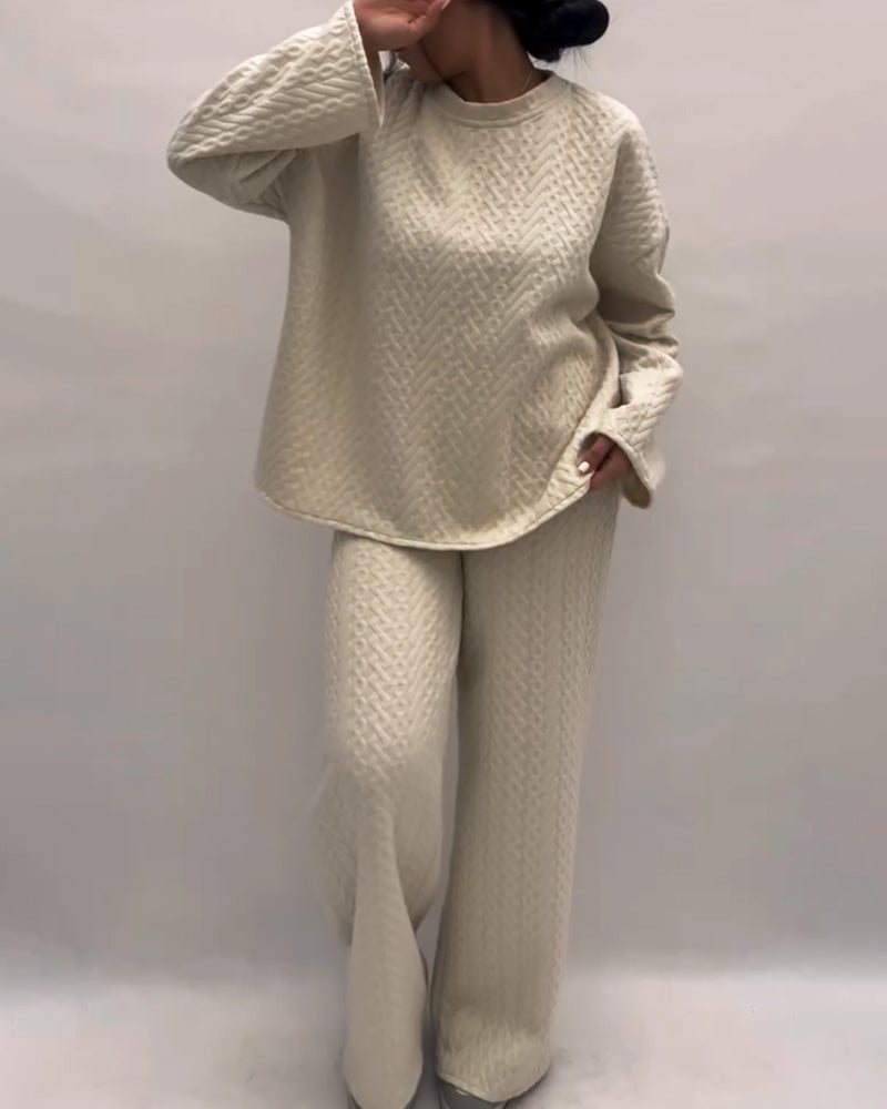 Jazira | Casual gedessineerde losse lange mouwen top & broek set