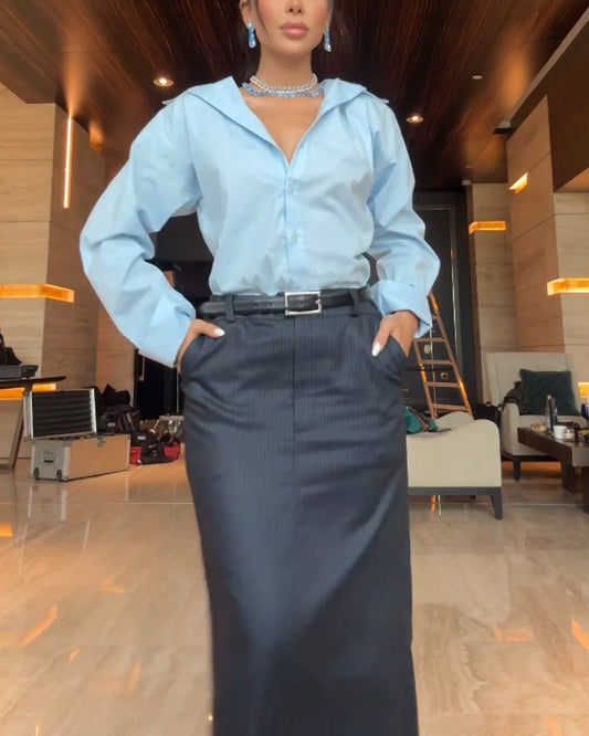 Jaina | Elegant overhemd en rok tweedelige set