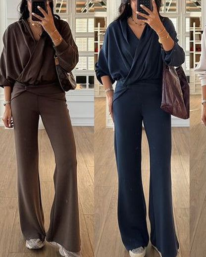 Pallas | Modieuze overslag capuchon Top & Broek Set