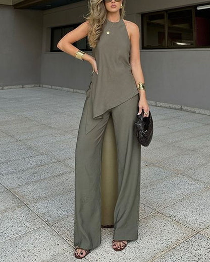 Nadia | Onregelmatige Split Top & Broek Tweedelige Set