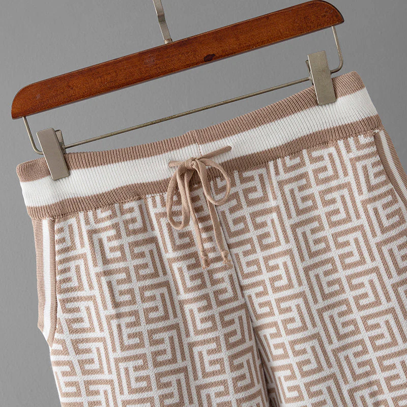 Herlinda | Elegante abstracte designer hoodie en wijde broek set