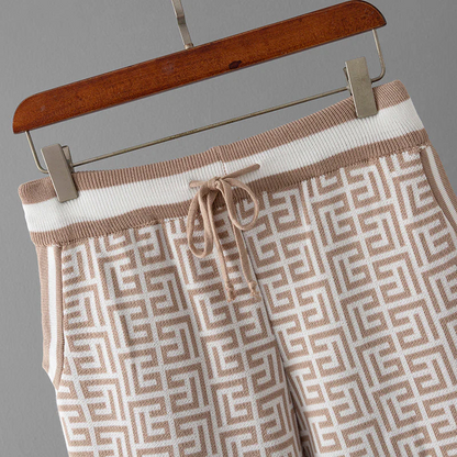 Herlinda | Elegante abstracte designer hoodie en wijde broek set