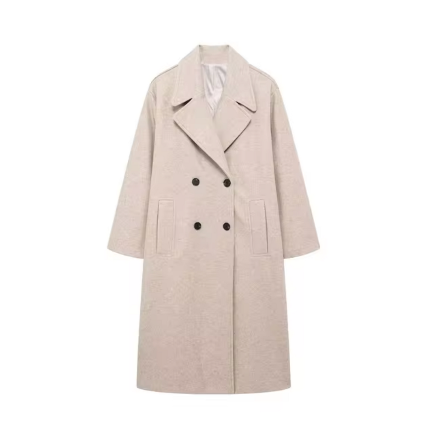 Carla – Klassieke halflange trenchcoat met dubbele rij knopen