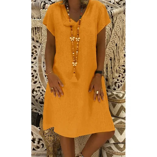 Casual V-Hals Midi-Jurk