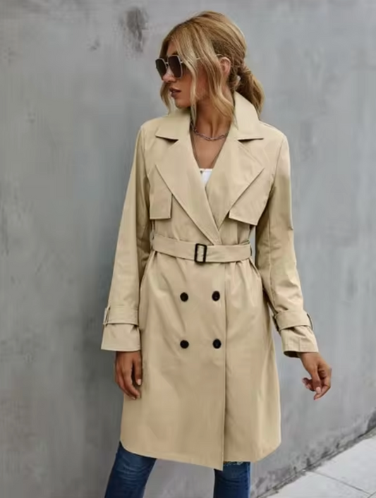 Ember – Casual dames trenchcoat met lange mouwen en tailleceintuur