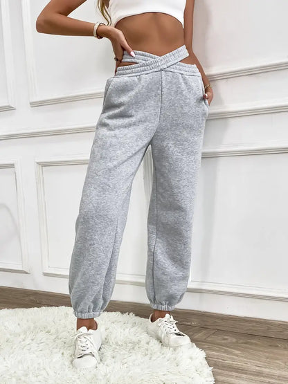 Melanie - Casual Herfst Gebreide Grijze Joggingbroek voor Vrouwen