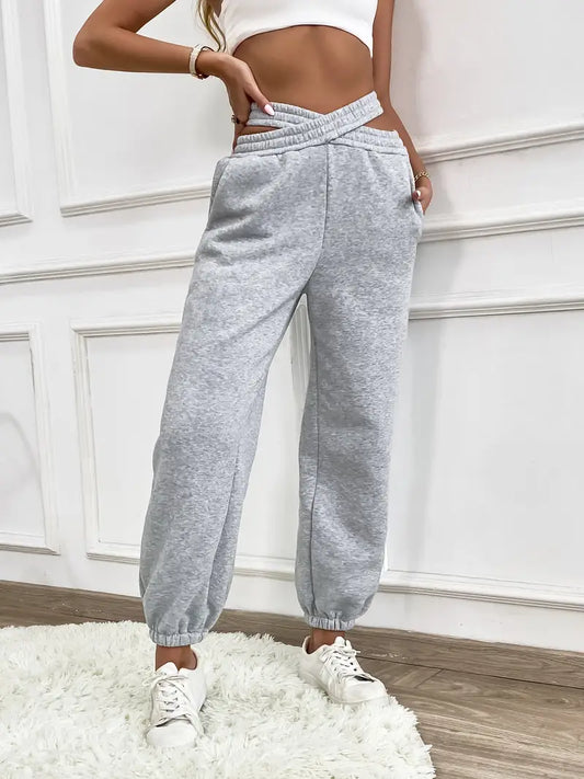 Melanie - Casual Herfst Gebreide Grijze Joggingbroek voor Vrouwen