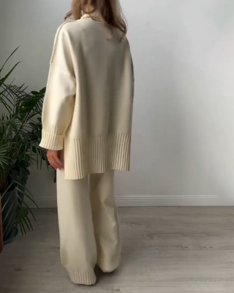 Magnolia | Klassieke losse coltrui & broek tweedelige set
