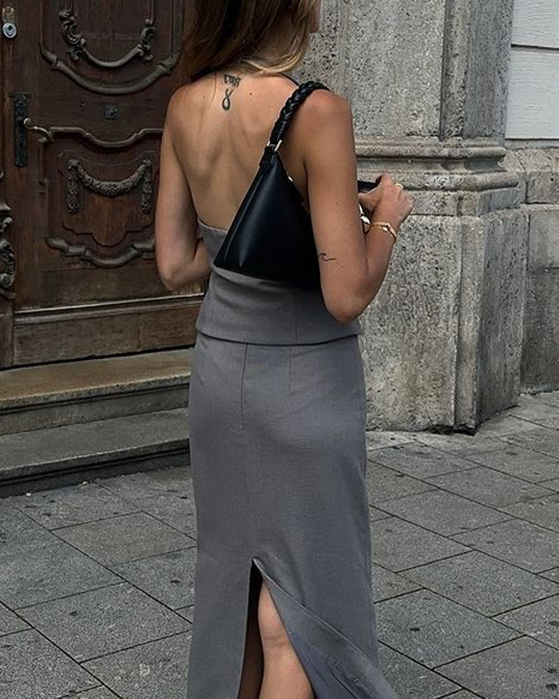 Cara | Geraffineerd vest en rok tweedelige set