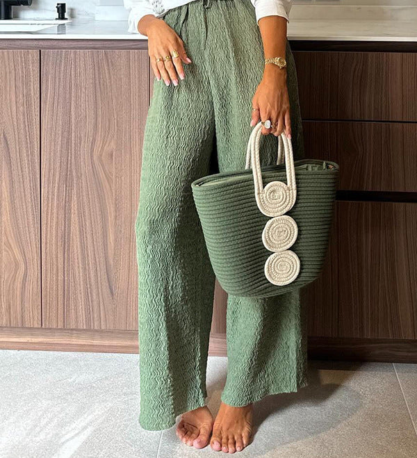 Salma | Casual geborduurde boomprint top en broek set